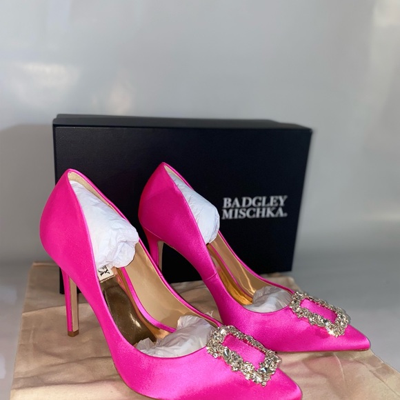 BADGLEY MISCHKA NWT CHER PUMPS Hot Pink Size 8.5 - Picture 4 of 12